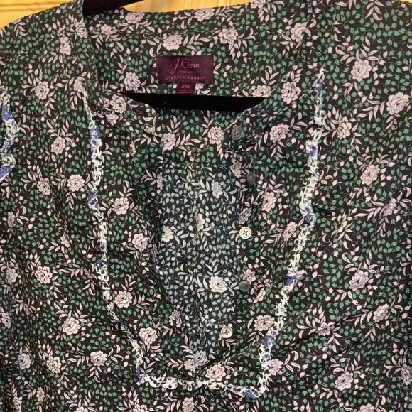 J. Crew Dark Green Floral Blouse - Picture 4 of 6